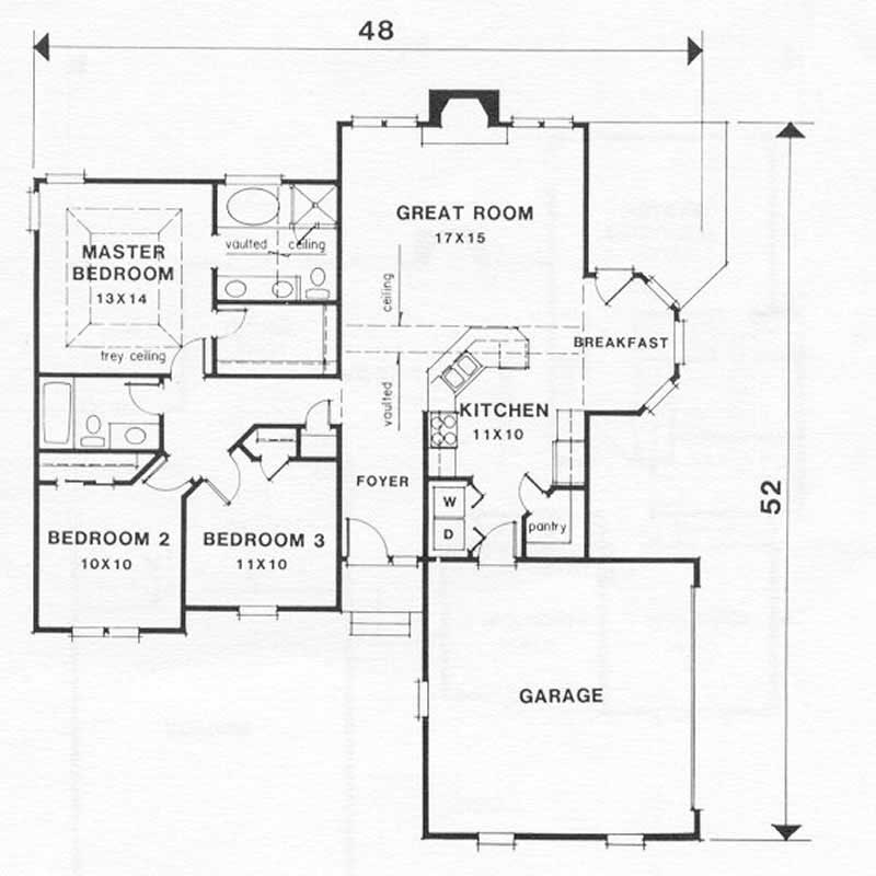 Floor Plan First Story of Ranch Plan #102-1007