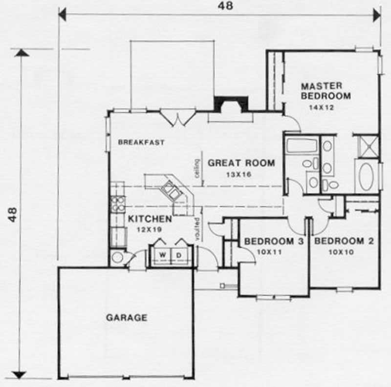 Floor Plan First Story of Ranch Plan #102-1008