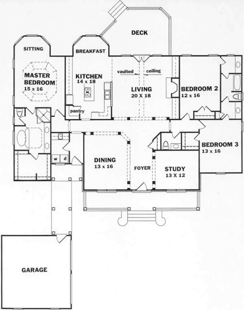Floor Plan First Story of Country Plan #102-1009