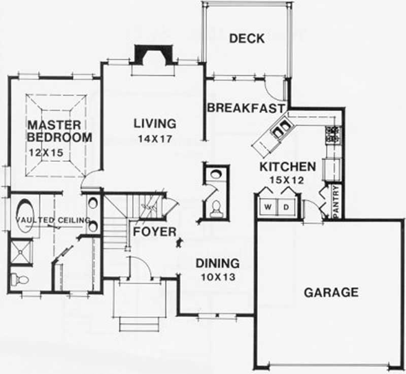 Floor Plan First Story of Craftsman Plan #102-1010