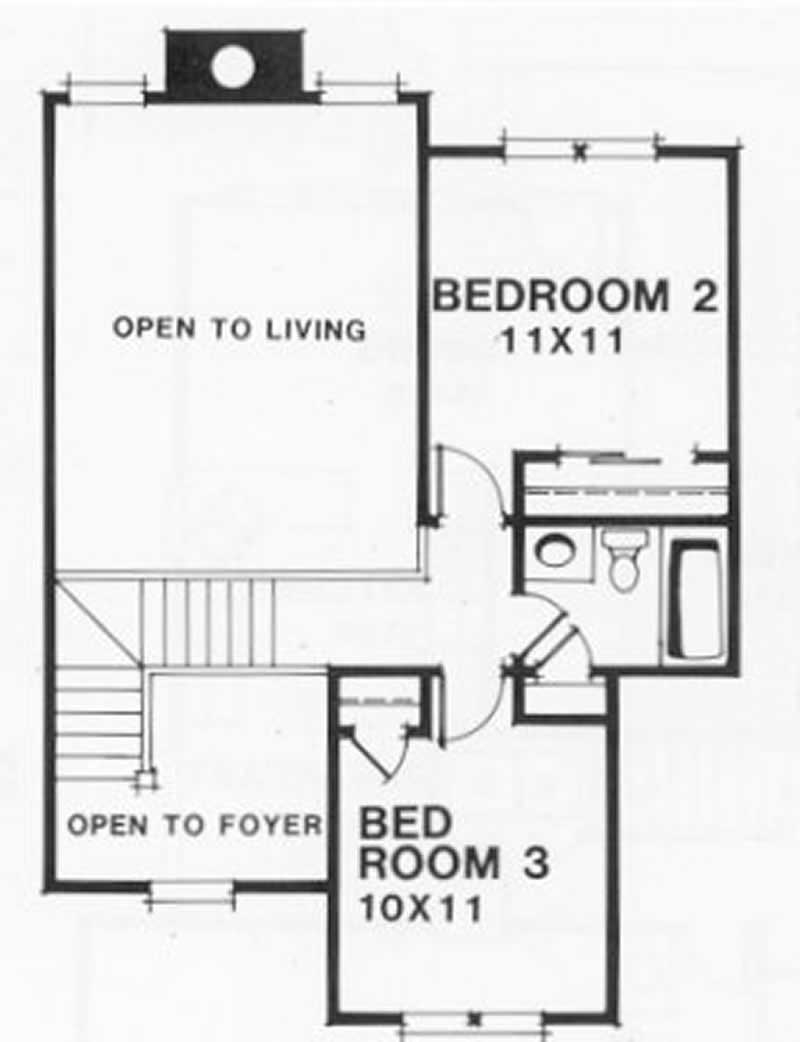 Floor Plan Second Story of Craftsman Plan #102-1010