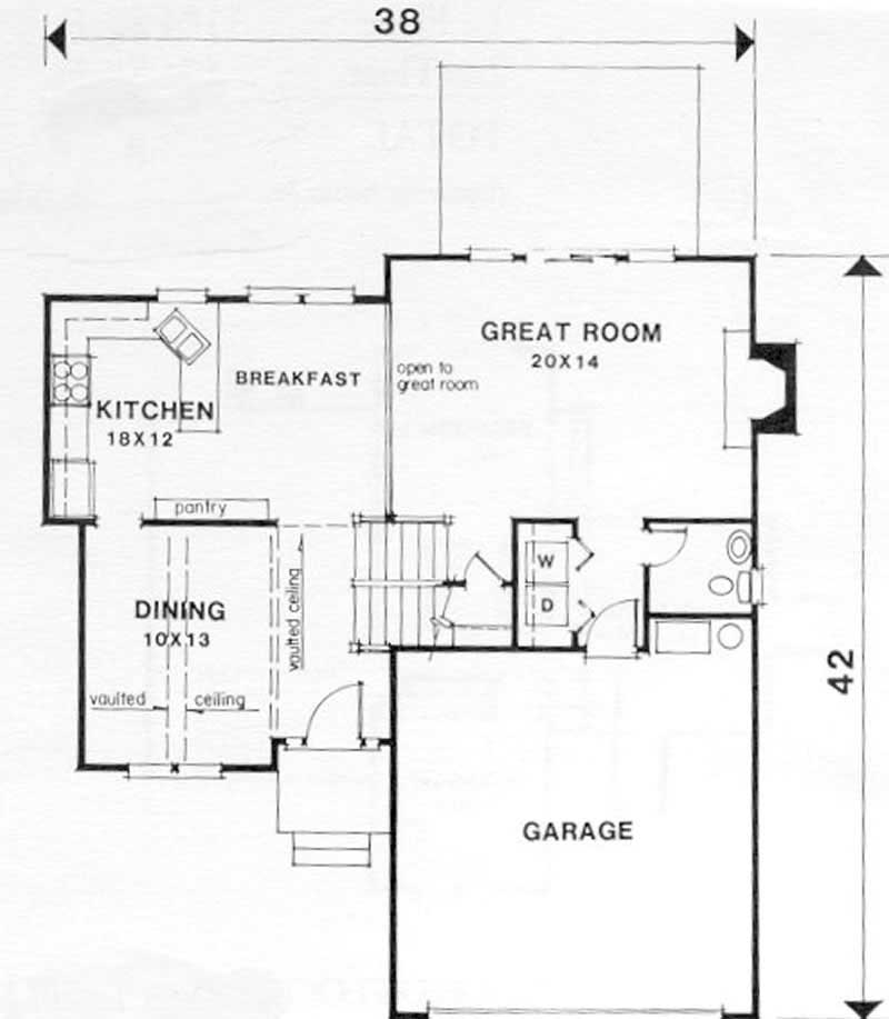 Floor Plan First Story of European Plan #102-1011