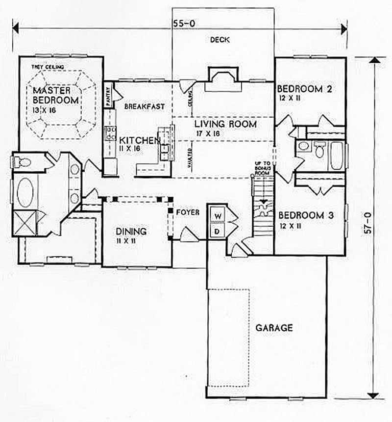 Floor Plan First Story of Ranch Plan #102-1012