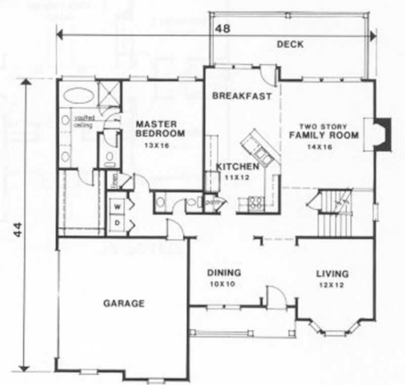 Floor Plan First Story of European Plan #102-1015