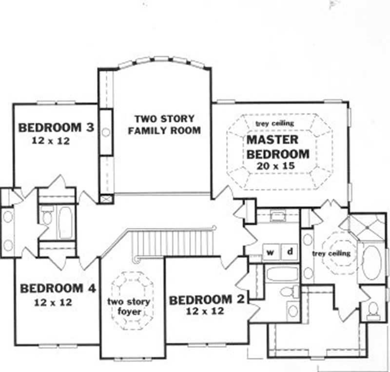 Floor Plan Second Story of European Plan #102-1016