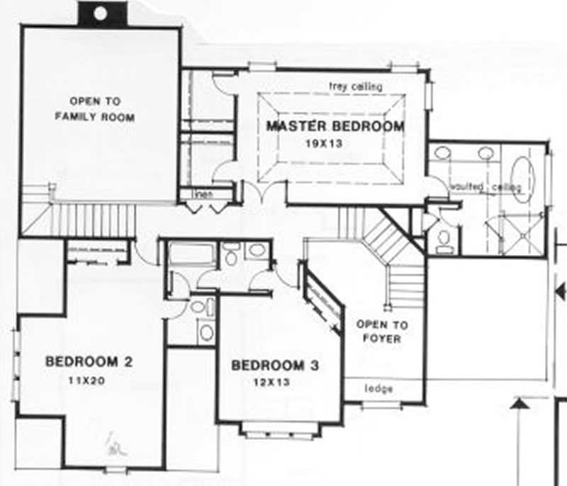 Floor Plan Second Story of European Plan #102-1017