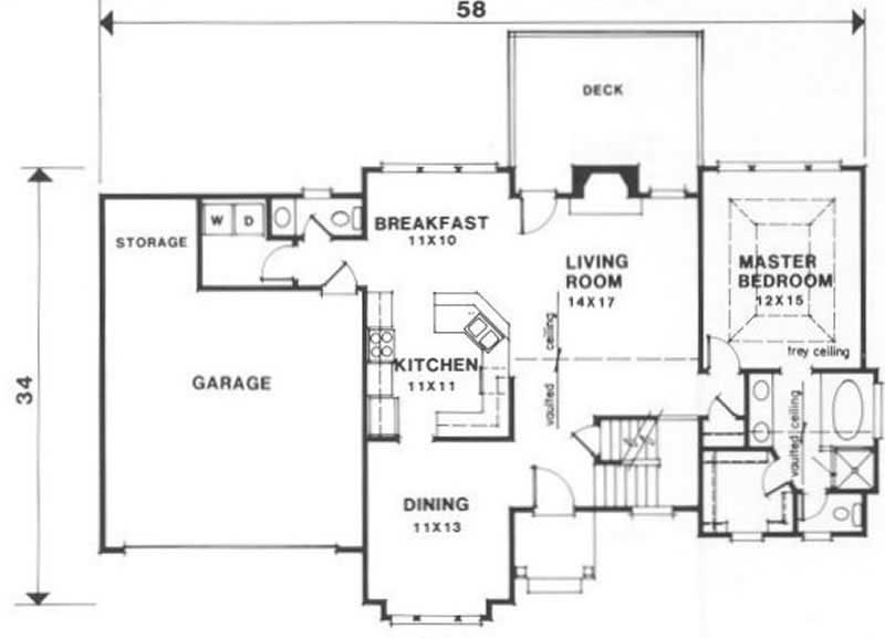 Floor Plan First Story of European Plan #102-1018