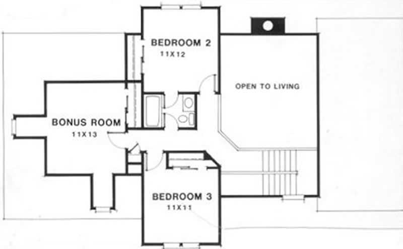 Floor Plan Second Story of European Plan #102-1018