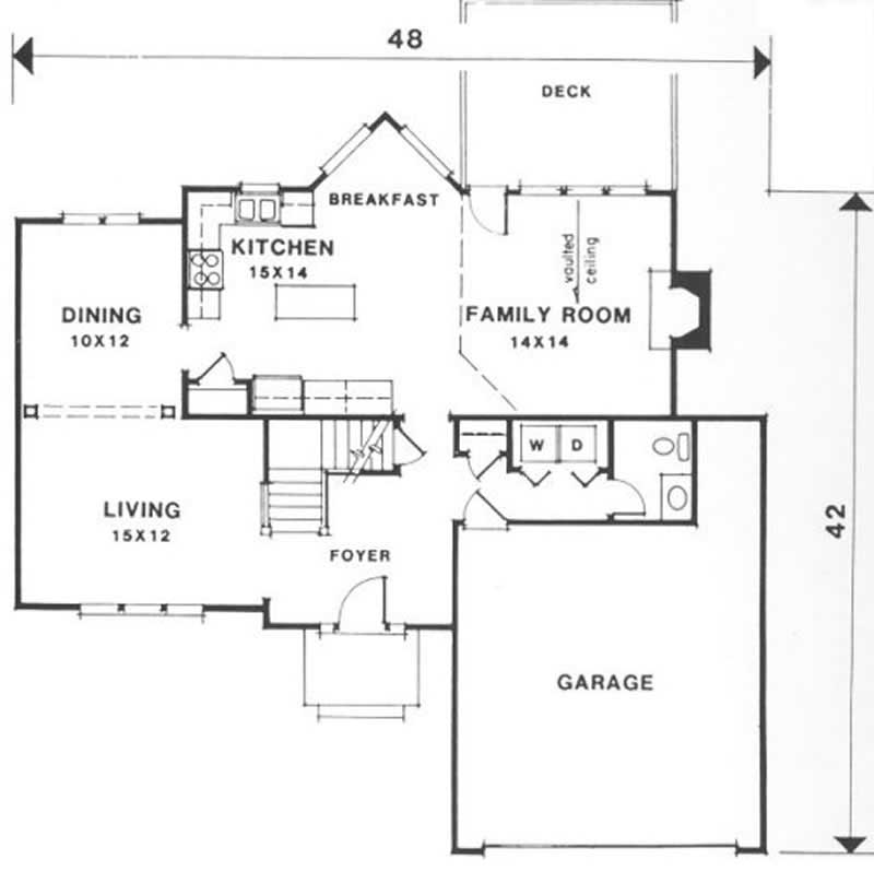 Floor Plan First Story of Traditional Plan #102-1020