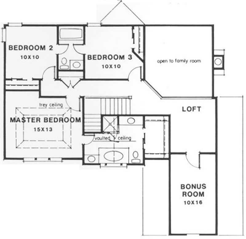 Floor Plan Second Story of Traditional Plan #102-1020