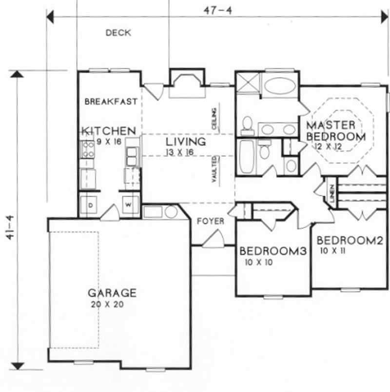 Floor Plan First Story of European Plan #102-1022