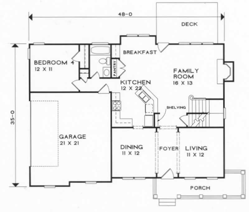 Floor Plan First Story of Country Plan #102-1024