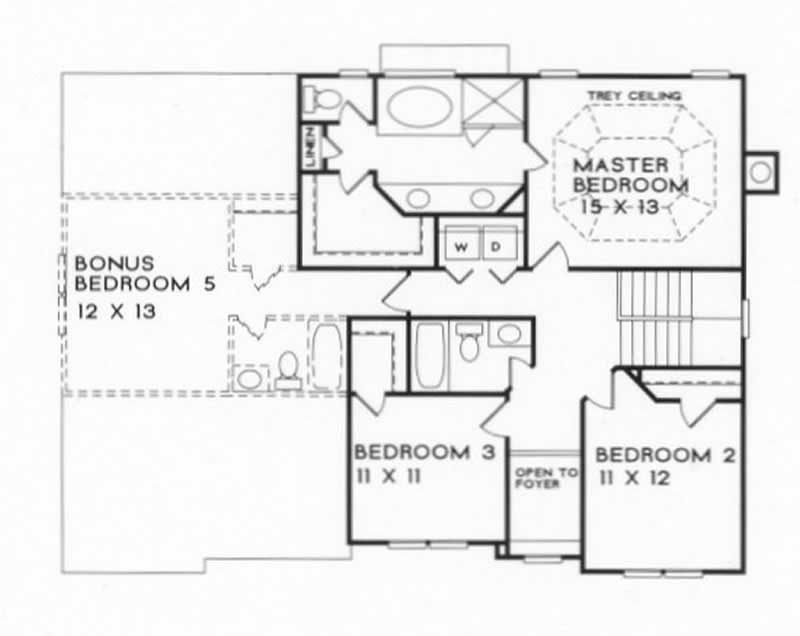 Floor Plan Second Story of Country Plan #102-1024