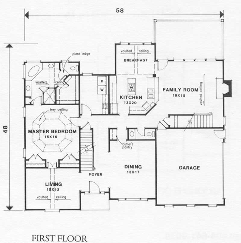 Floor Plan First Story of European Plan #102-1026