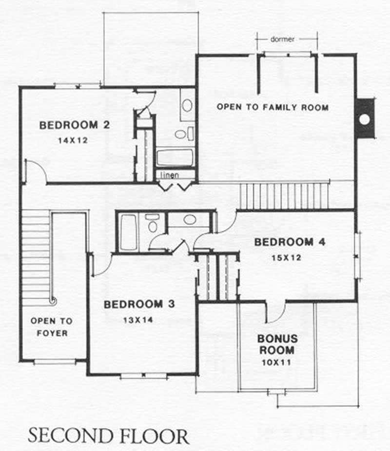Floor Plan Second Story of European Plan #102-1026
