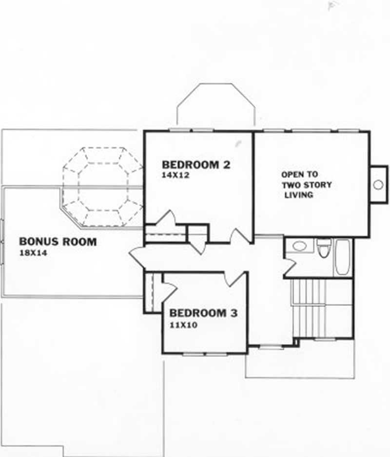 Floor Plan Second Story of Southern Plan #102-1027