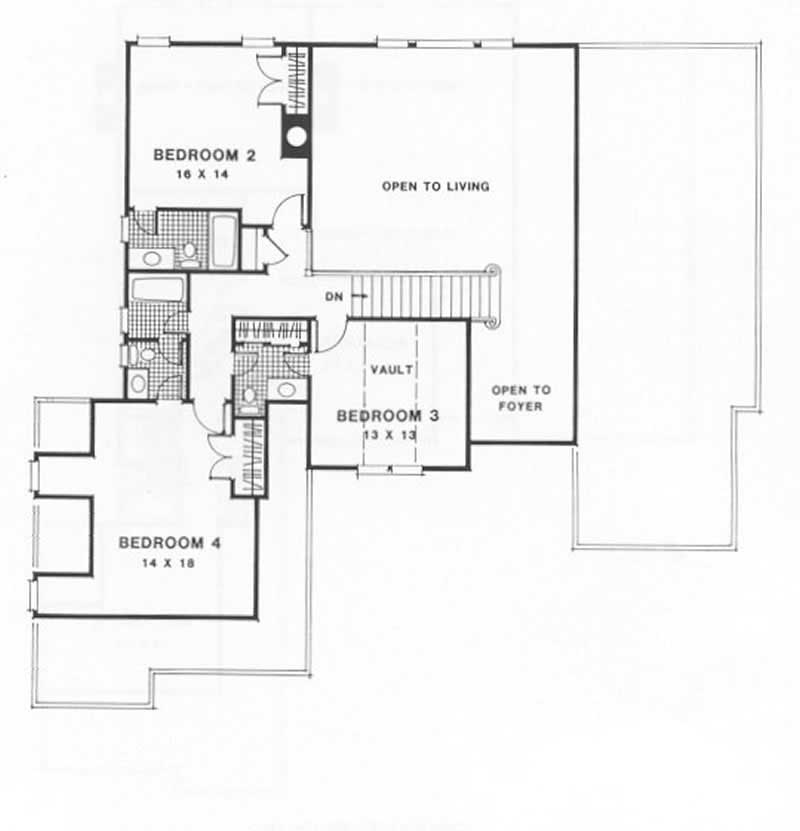 Floor Plan Second Story of European Plan #102-1029