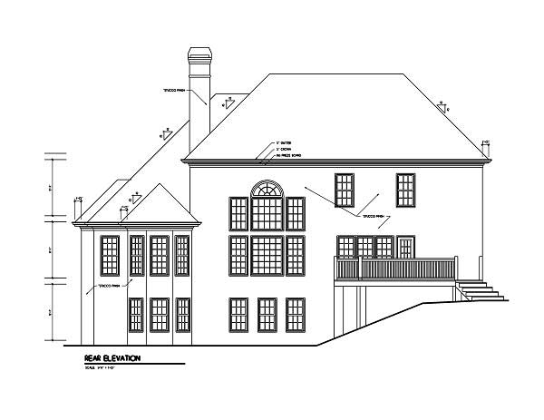 Home Plan Rear Elevation of this 4-Bedroom,3445 Sq Ft Plan -102-1030