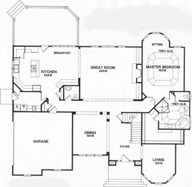 Floor Plan First Story of Contemporary Plan #102-1030