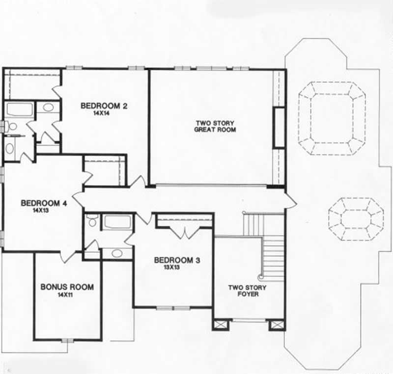 Floor Plan Second Story of Contemporary Plan #102-1030