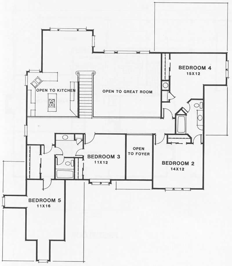 Floor Plan Second Story of European Plan #102-1031
