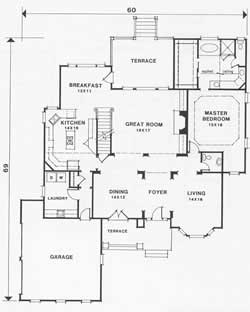 Floor Plan First Story of European Plan #102-1031