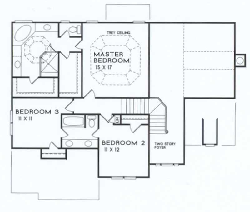 Floor Plan Second Story of Traditional Plan #102-1034