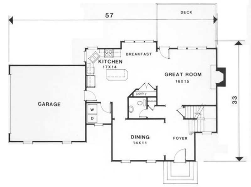 Floor Plan First Story of Southern Plan #102-1035
