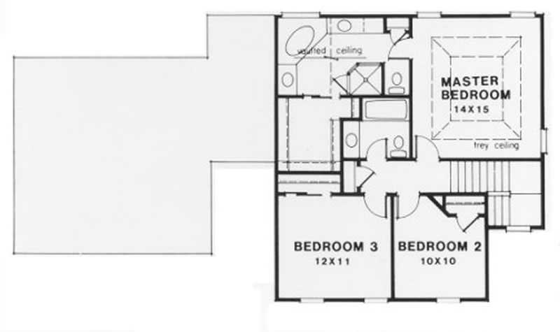 Floor Plan Second Story of Southern Plan #102-1035