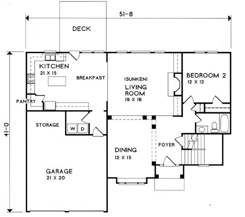 Floor Plan First Story of Traditional Plan #102-1036