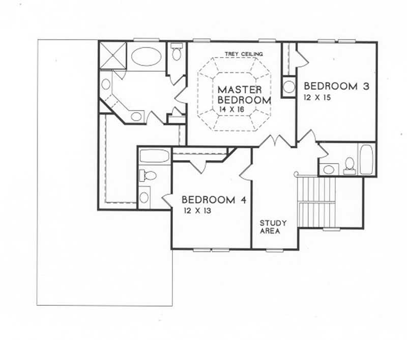 Floor Plan Second Story of Traditional Plan #102-1036