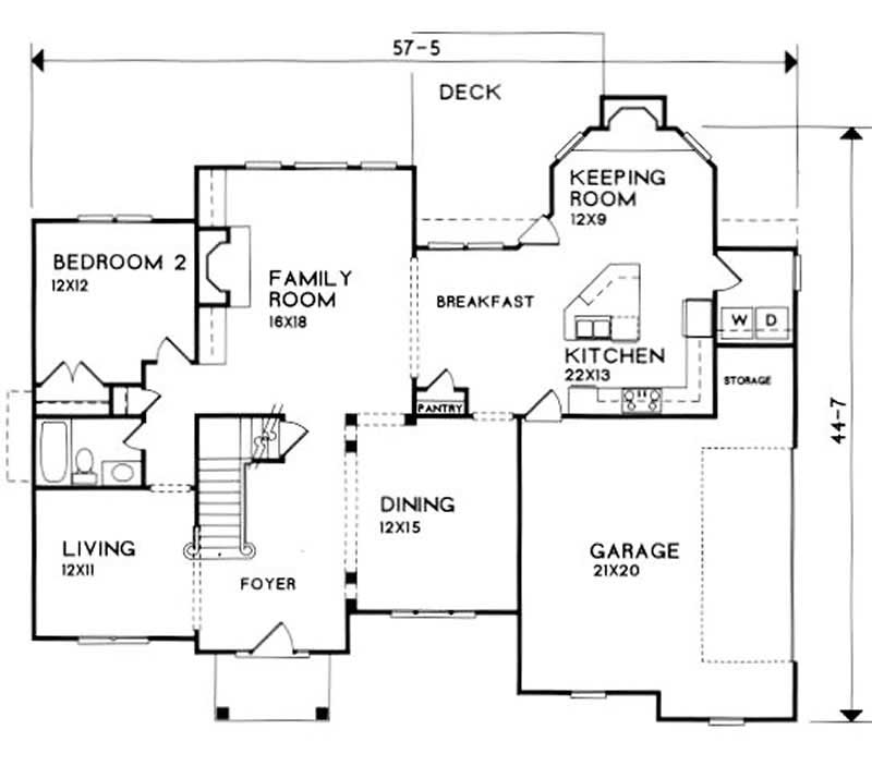 Floor Plan First Story of European Plan #102-1037