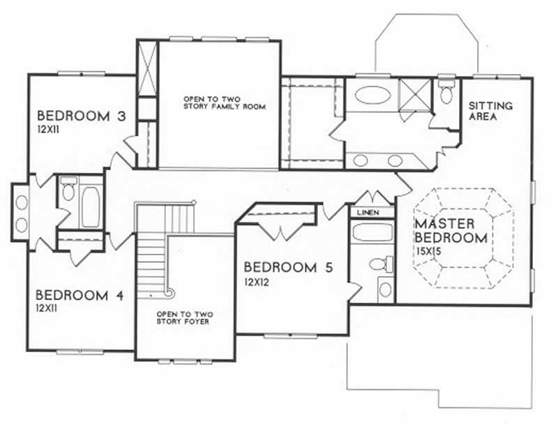 Floor Plan Second Story of European Plan #102-1037