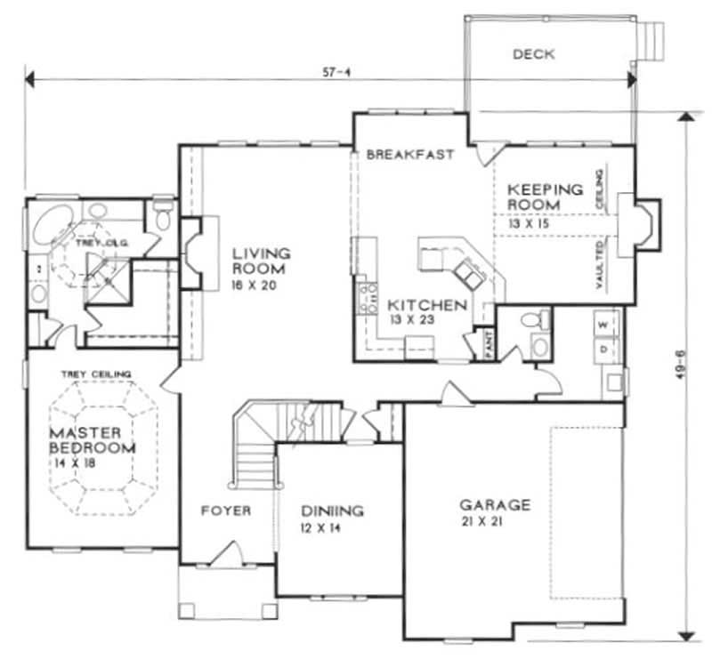 Floor Plan First Story of European Plan #102-1039