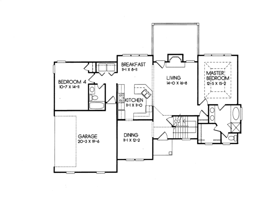 Floor Plan First Story of European Plan #102-1041