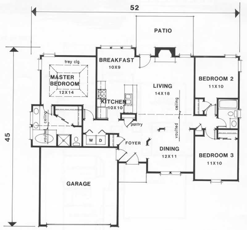 Floor Plan First Story of Ranch Plan #102-1045