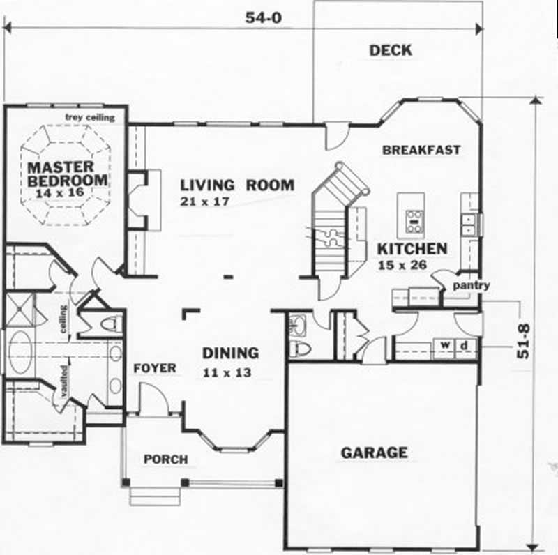 Floor Plan First Story of Craftsman Plan #102-1049