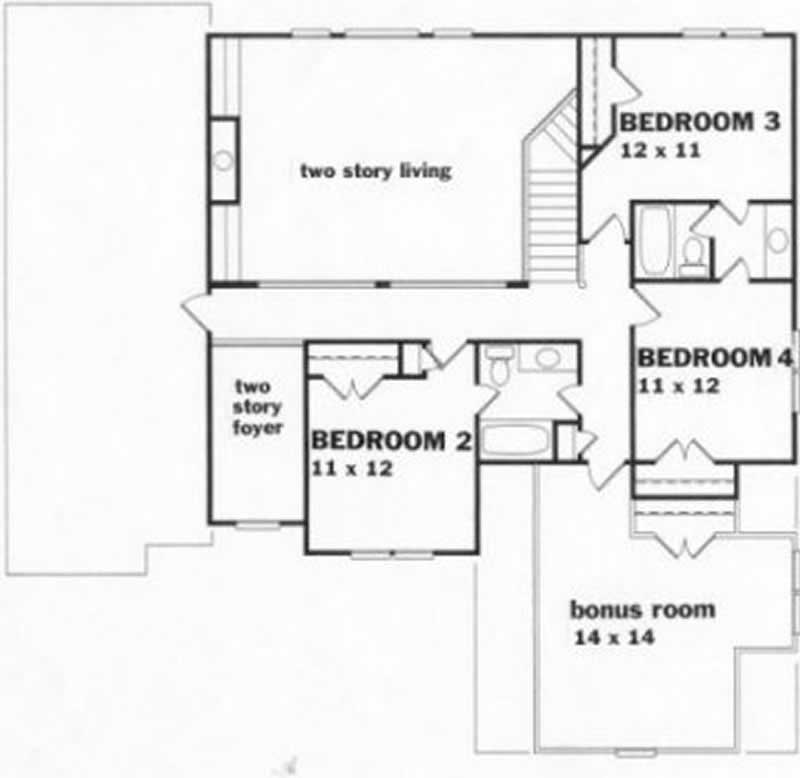 Floor Plan Second Story of Craftsman Plan #102-1049
