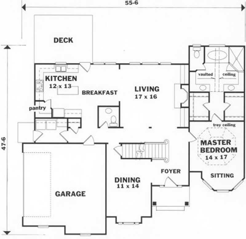 Floor Plan First Story of European Plan #102-1051