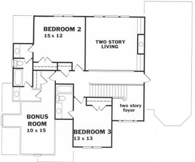 Floor Plan Second Story of European Plan #102-1051
