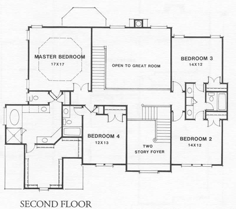 Floor Plan Second Story of European Plan #102-1053