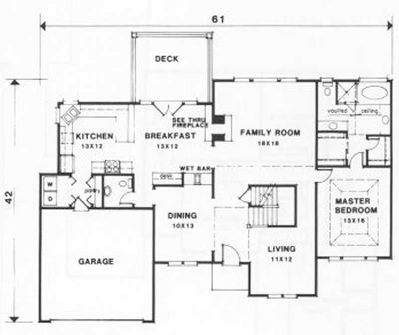 Floor Plan First Story of European Plan #102-1054