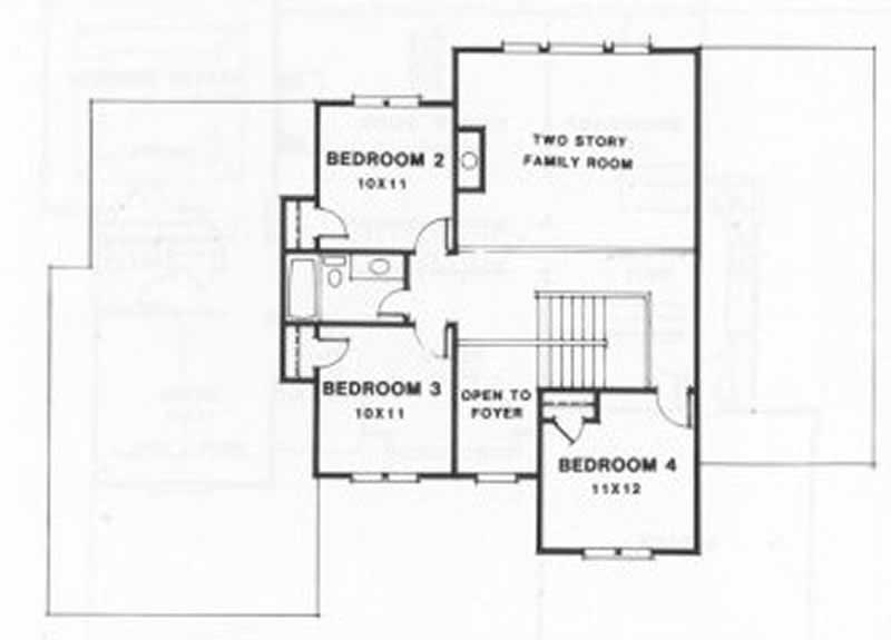 Floor Plan Second Story of European Plan #102-1054