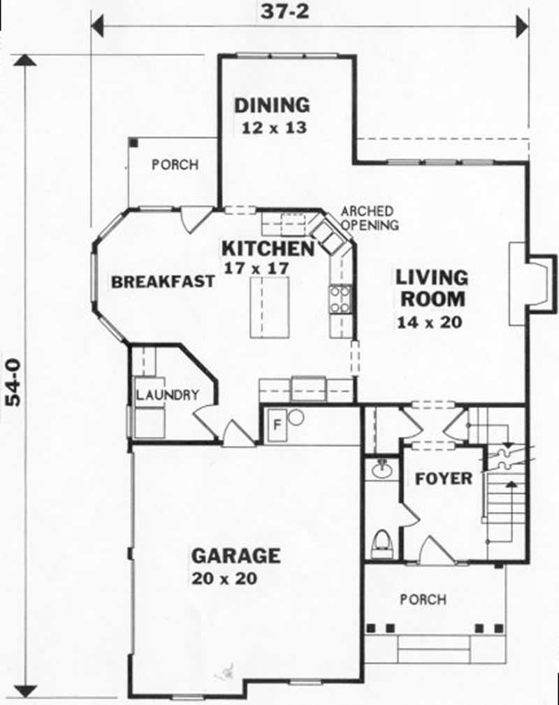 Floor Plan First Story of European Plan #102-1056