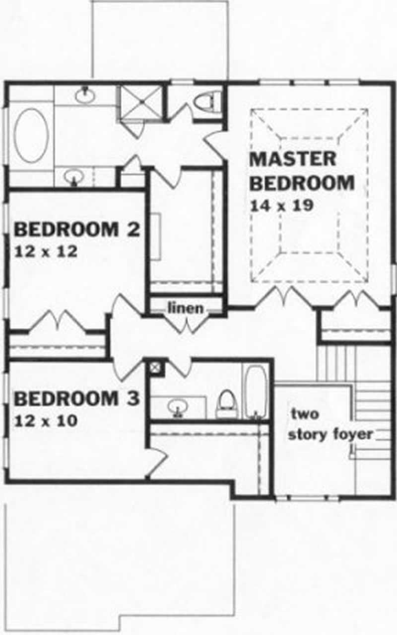 Floor Plan Second Story of European Plan #102-1056