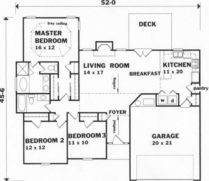 Floor Plan First Story of Ranch Plan #102-1059