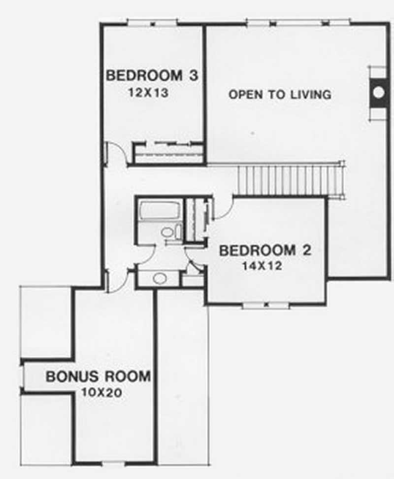 Floor Plan Second Story of European Plan #102-1062