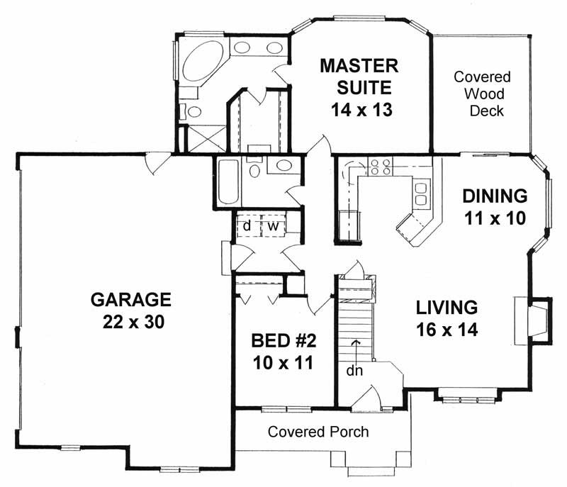 Floor Plan First Story of Small House Plans #103-1001