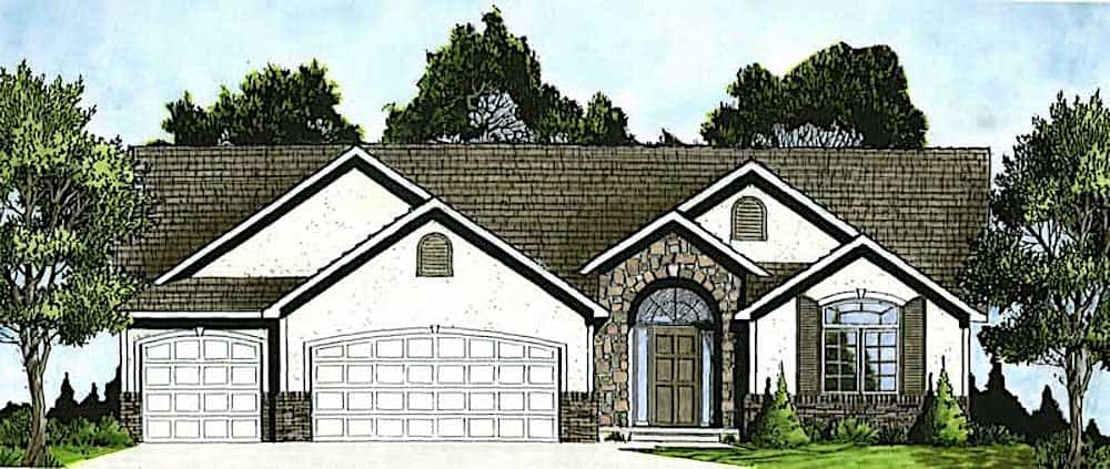 Ranch home (ThePlanCollection: Plan #103-1005)