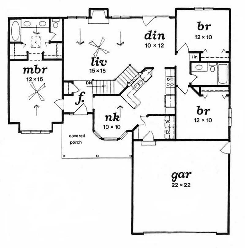 Floor Plan First Story of Ranch Plan #103-1013